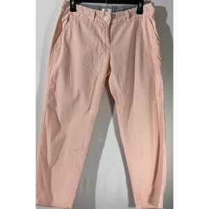 Crown & Ivy Seersucker Cropped Pants Womens 4 Pink White Summer Coastal Grandma